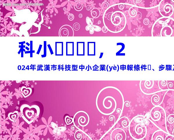 科小，2024年武漢市科技型中小企業(yè)申報條件、步驟及相關要求